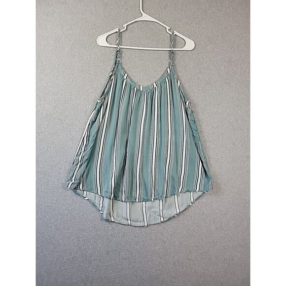 Torrid Green Striped V Neck Spaghetti Strap Beachy Flowy Tank Top Womens Plus 1X - Picture 6 of 11